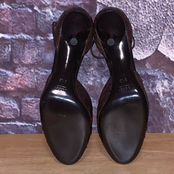 SOLD*** Gucci Horsebit Chocolate Brown Leather Kitten Heels Pumps Size 8.5B - Picture 8 of 13